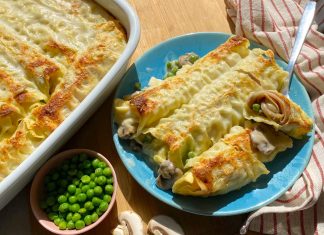 Cannelloni arrotolati alla boscaiola: la ricetta con la sfoglia per lasagne Cannelloni arrotolati alla boscaiola