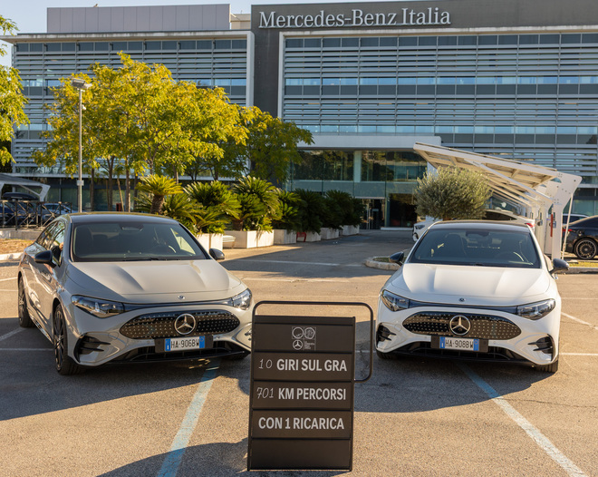 Mercedes, nuova CLA 250+ conquista il GRA: 10 giri e oltre 700 km con un pieno di energia