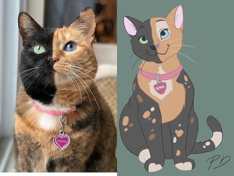 Mandate le foto dei vostri cani e gatti a questa artista: li trasformerà in personaggi  Disney - Instagram