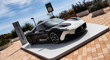 Maserati auto ufficiale del Monte-Carlo Masters 2023 di tennis. MC20 Cielo e GranTurismo Folgore esposte nel Pricipato Monaco