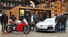 Audi e Ducati protagonisti a Madonna di Campiglio all'evento Campioni in Pista. RS e-tron GT performance e Panigale V4 R svettano