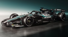 Mercedes, ecco la livrea della F1 W17 E Performance per il campionato 2026. &Egrave; pi&ugrave; stretta e con la linea di colore verde