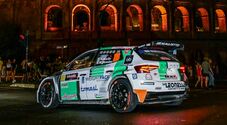 Rally di Roma Capitale: Andrea Nucita (Skoda) davanti a tutti al Colosseo, Yohan Rossel (Lancia) leader dell&rsquo;ERC