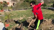 Moto Gp, il campione Danilo Petrucci alle prese con il giardino