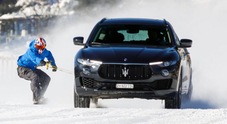 Jamie Barrow trainato da Maserati Levante sullo snowboard a 151,57 km/h. Battuto il Guinness World Record