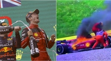 F1, Leclerc trionfa in Austria: secondo successo di fila per la Ferrari, Verstappen secondo. In fiamme l'auto di Sainz