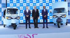 Piaggio lancia due nuovi veicoli elettrici tre ruote in India.l’Apé E-City FX Max passeggeri e l’Apé E-Xtra FX Max cargo