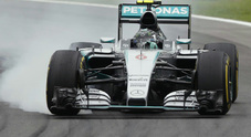 GP del Brasile. Prima fila tutta Mercedes con Rosberg ed Hamilton. Vettel è 3°