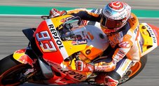 GP Aragon, Marquez il più veloce nelle seconde libere. Seguono le Ducati di Lorenzo e Dovizioso, Rossi 9°
