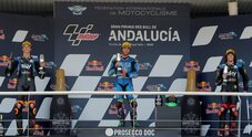 Gp Andalusia, podio tricolore in Moto2: vince Bastianini Secondo Luca Marini, terzo Marco Bezzecchi