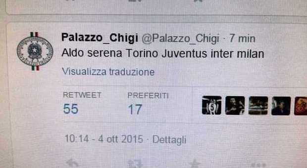 Da Palazzo Chigi parte uno strano tweet sul calcio. Poi le scuse: è stato un errore