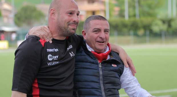 Il tecnico Luca Tiozzo e il presidente del Matelica Mauro Canil