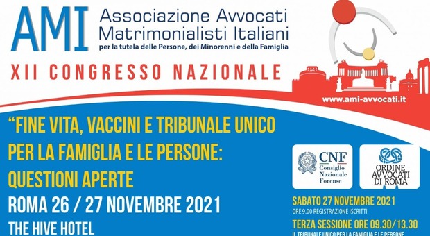 Fine vita, vaccini e Tribunale Unico per la famiglia: a Roma torna il Congresso nazionale dell'Ami