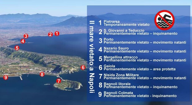 La mappa del mere vietato a Napoli