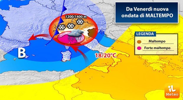 Meteo, piogge e vento sull'Italia: «Neve al Nord». E nel weekend sarà ancora peggio