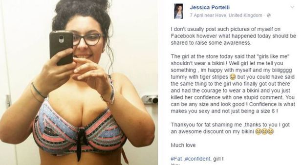 "Sei troppo cicciona per indossare quel bikini": Jessica risponde così su Facebook