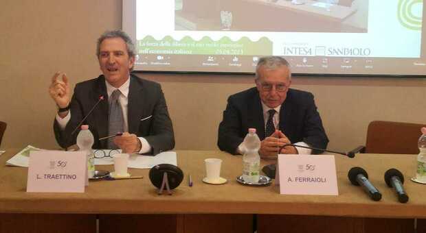 Gianluigi Traettino, presidente di Confindustria Campania, con il leader degli imprenditori salernitani Antonio Ferraioli
