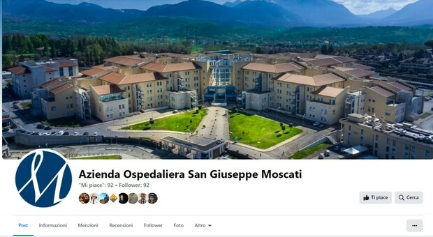 La pagina social dell'Azienda ospedaliera Moscati