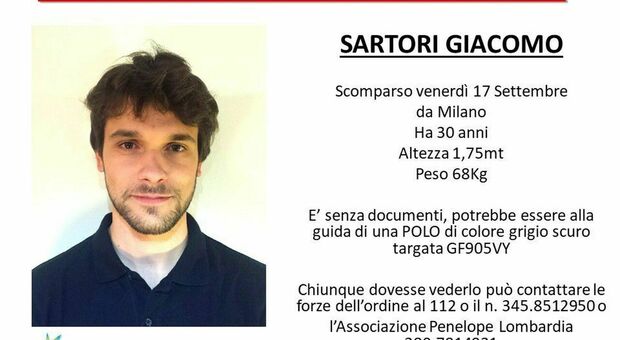 Giacomo Sartori scompare a Milano dopo il furto di pc e documenti: frenetiche ricerche e appelli social