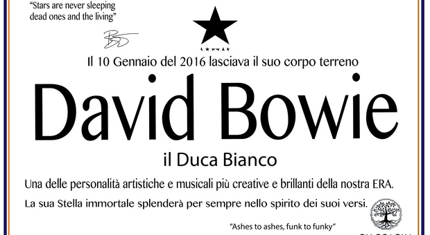 Chiaravalle, sorpresa: spuntano manifesti funebri per l'anniversario di David Bowie