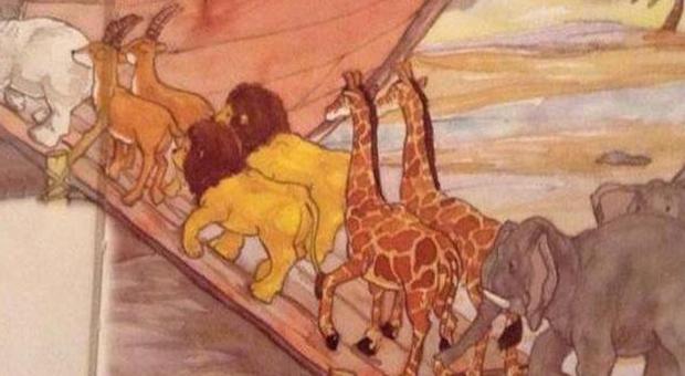 C'è un dettaglio inaspettato in questa illustrazione degli animali sull'Arca di Noè