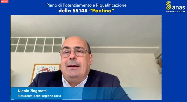 Il presidente della Regione Lazio, Nicola Zingaretti, nel corso dell'evento online di Anas