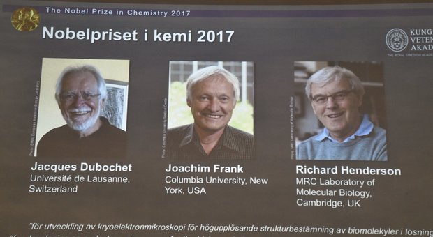 Il premio Nobel della Chimica a Dubochet, Frank e Henderson