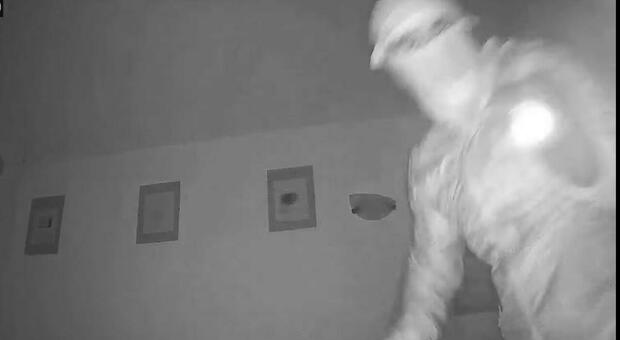 L'immagine del ladro ripreso dalle telecamere della casa svaligiata