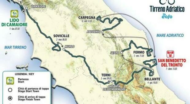 Tirreno-Adriatico, Terni al centro della corsa il 9 e 10 marzo