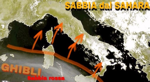 Sabbia rossa del Sahara in arrivo sull'Italia: ecco cosa sta succedendo