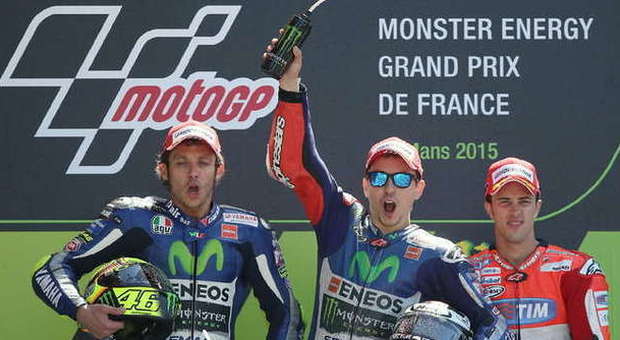 Rossi, Lorenzo e Dovizioso, il podio MotoGP di Le Mans
