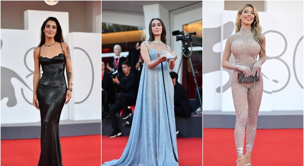 Venezia 2023, pagelle look: Lavinia Abate (Miss Italia) Frozen (5), Alba Rohrwacher sposa (7), Levante dark lady (8)