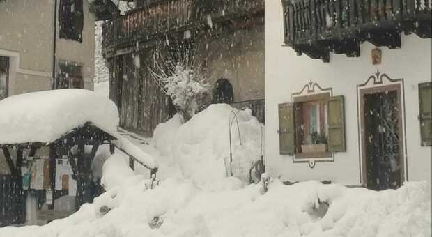 La nevicata in Val di Zoldo, oggi, 23 gennaio, ore 9