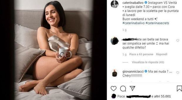 Caterina Balivo e la foto su supersexy su Instagram. Giovanni Ciacci la "sgrida" “Ma sei nuda?”