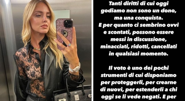Chiara Ferragni scende in campo e invita i follower al voto