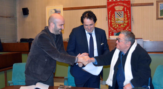 Candelaresi, a destra, con il sindaco Costantini e l'assessore Favi