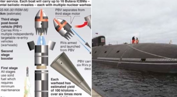 Russia lancia missile balistico Bulava, può trasportare 6 testate nucleari