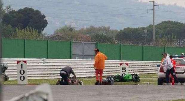 L'incidente di Emanuele Cassani sulla pista di Misano Adriatico