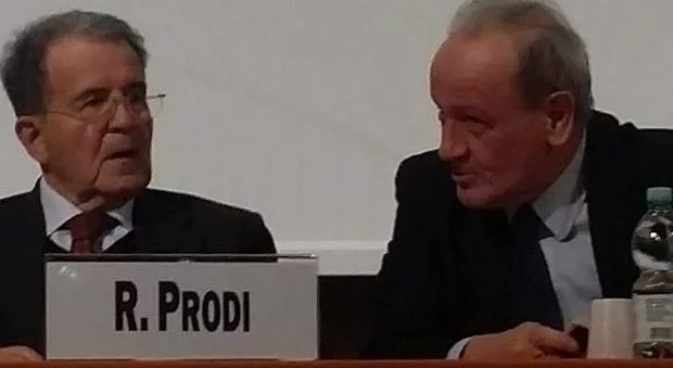Romano Prodi con il presidente dell'Istao Pietro Marcolini