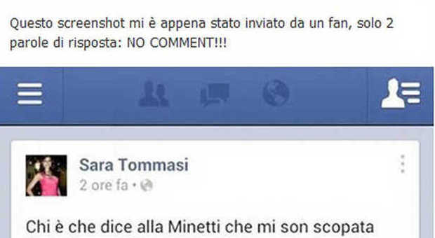 NICOLE MINETTI CONTRO SARA TOMMASI SU FB: "DUE SOLO PAROLE - NO COMMENT"