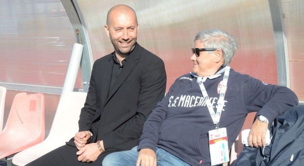 Il tecnico Cristian Bucchi e la presidente Maria Francesca Tardella quando c'era ancora feeling