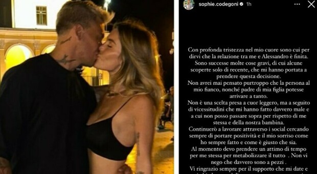 Sophie Codegoni, con Ale Basciano è finita: «Sono successe cose gravi» L'addio in una story su Instagram