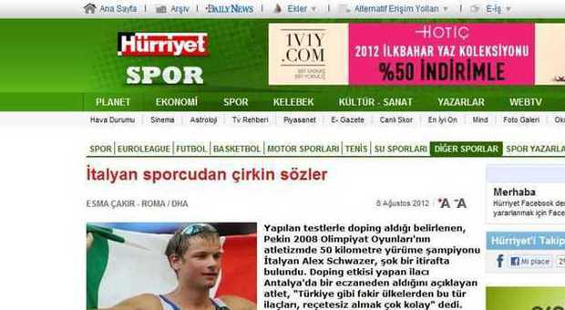 Schwazer, la stampa turca lo attacca: «Brutte parole dall'atleta italiano»