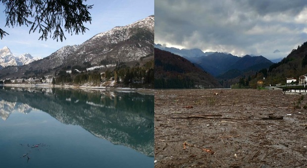 Il "fantasma" del lago di Barcis: bacino in secca, sul fondo migliaia di alberi /Come era e come è