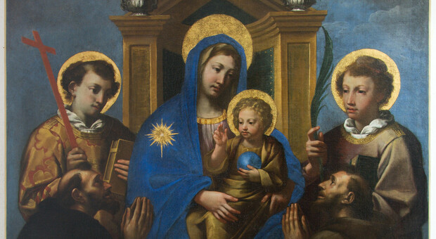 Madonna in Trono con bimbo e santi