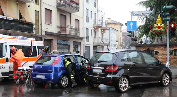 Un'immagine dell'incidente di oggi a Vicenza