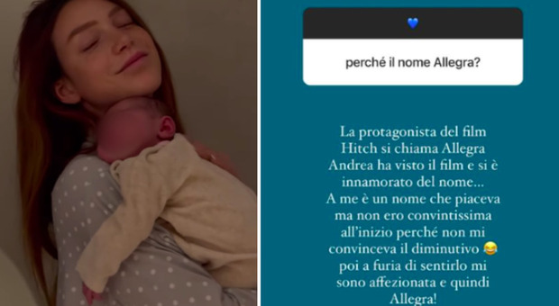 Arianna Cirrincione risponde ai fan: «Ecco perché abbiamo scelto di chiamare Allegra la nostra bambina»