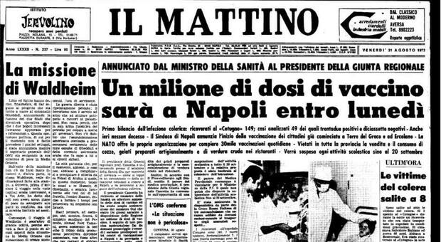 Napoli e il colera: la prima pagina storica del 1973 in edicola col Mattino