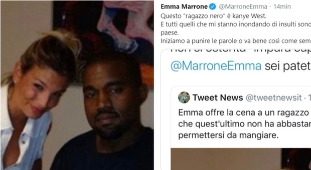Emma Marrone, insulti per la foto con un “ragazzo di colore che ha fame”. Ma lei: «Guardate che è Kanye West, siete feccia»
