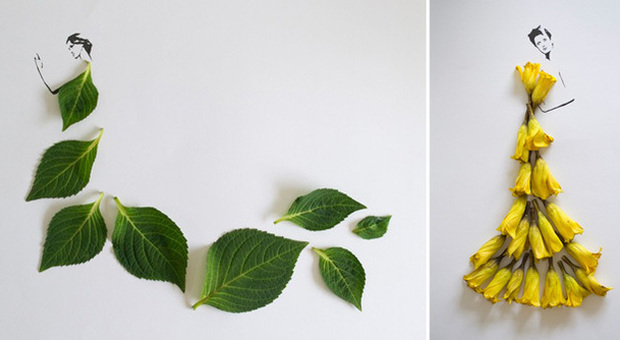Modelli «disegnati» con le foglie e con i fiori da Tang Chiew Ling